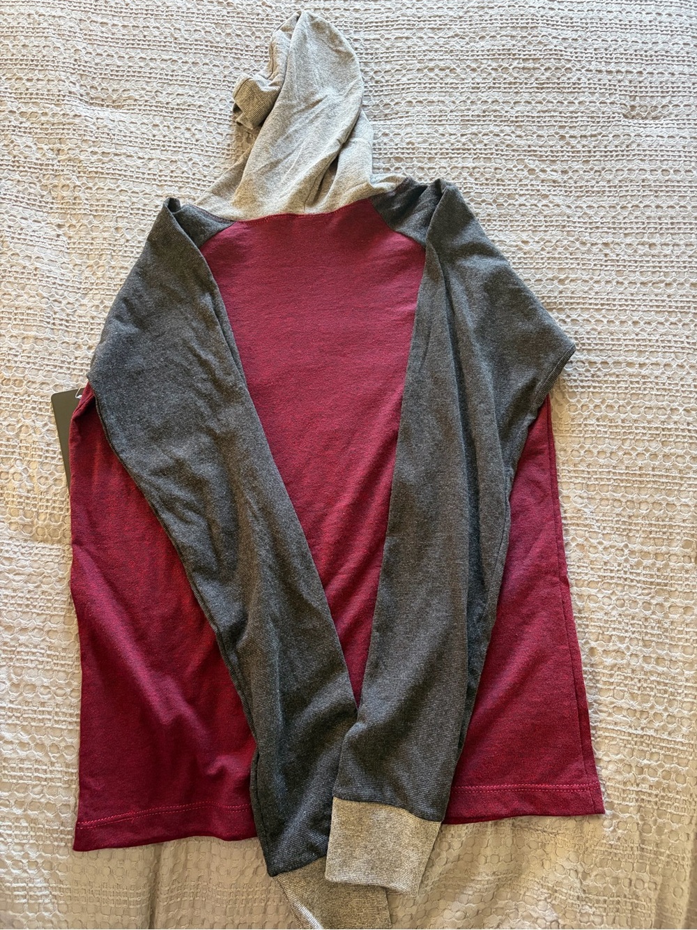NWT Volcom Youth Large Hooded Long Sleeve Shirt Burgundy Gray Skate Surf YL - Picture 9 of 10